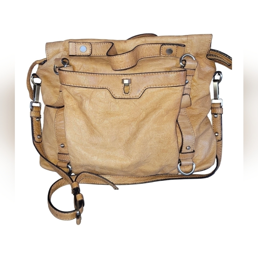 Sanctuary Women's Tan Supple  Leather Cargo Crossbody Tote Bag